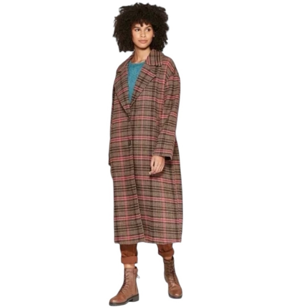 NWT Wild Fable Wool Blend Single Breasted Tweed Medium Weight midi Coat -large - Picture 12 of 15